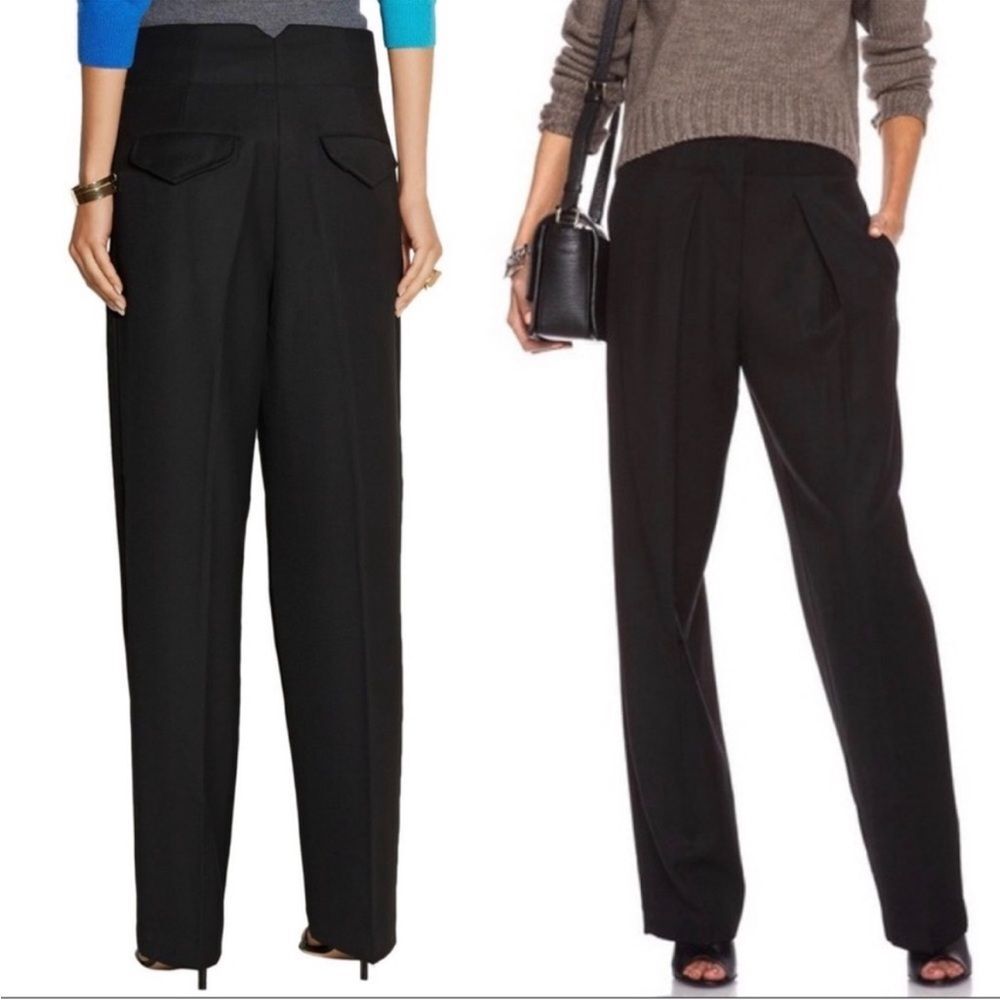 3.1 Phillip Lim Women's Black High-Rise Pleated Barrel Leg Trousers 8| 100% Wool